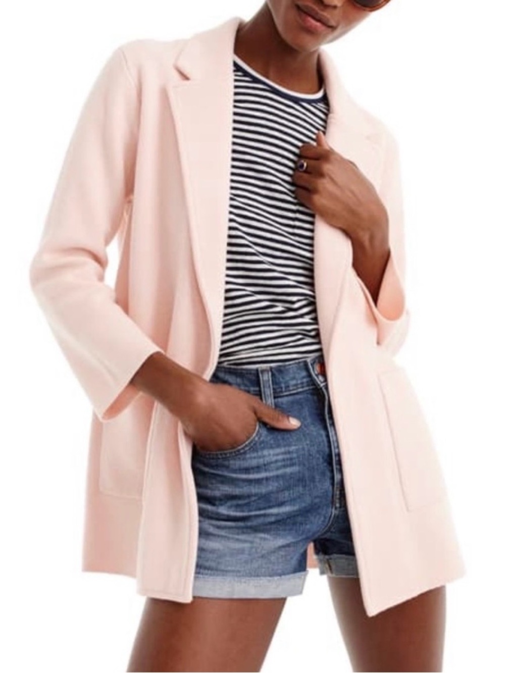 J. Crew Sophie Open Front Sweater Blazer light Pink